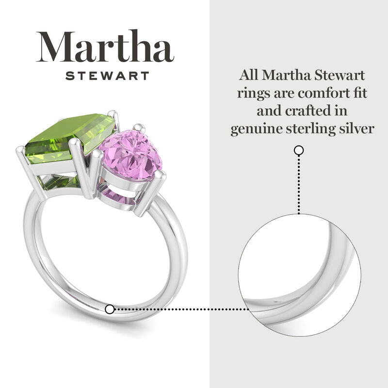 Martha Stewart 4 3/4ctw. Peridot & Pink Sapphire Two Stone Ring In Sterling Silver image number null